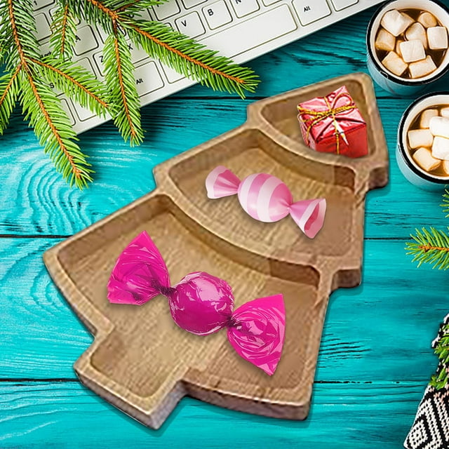 Fiudx Bandeja Navideña de Madera con Forma de Muñeco de Nieve, Tabla Rústica Resistente para Comida, Bandeja para Embutidos de Fácil Mantenimiento, Ideal para Servir Aperitivos Navideños, Ideal para