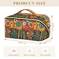 thumbnail image 4 of FORMRS Makeup Bag Travel Cosmetic Organizer for Women Fold Flat Zipper Pouch with Handle, Red Colorful Flowers with Dots, 4 of 8