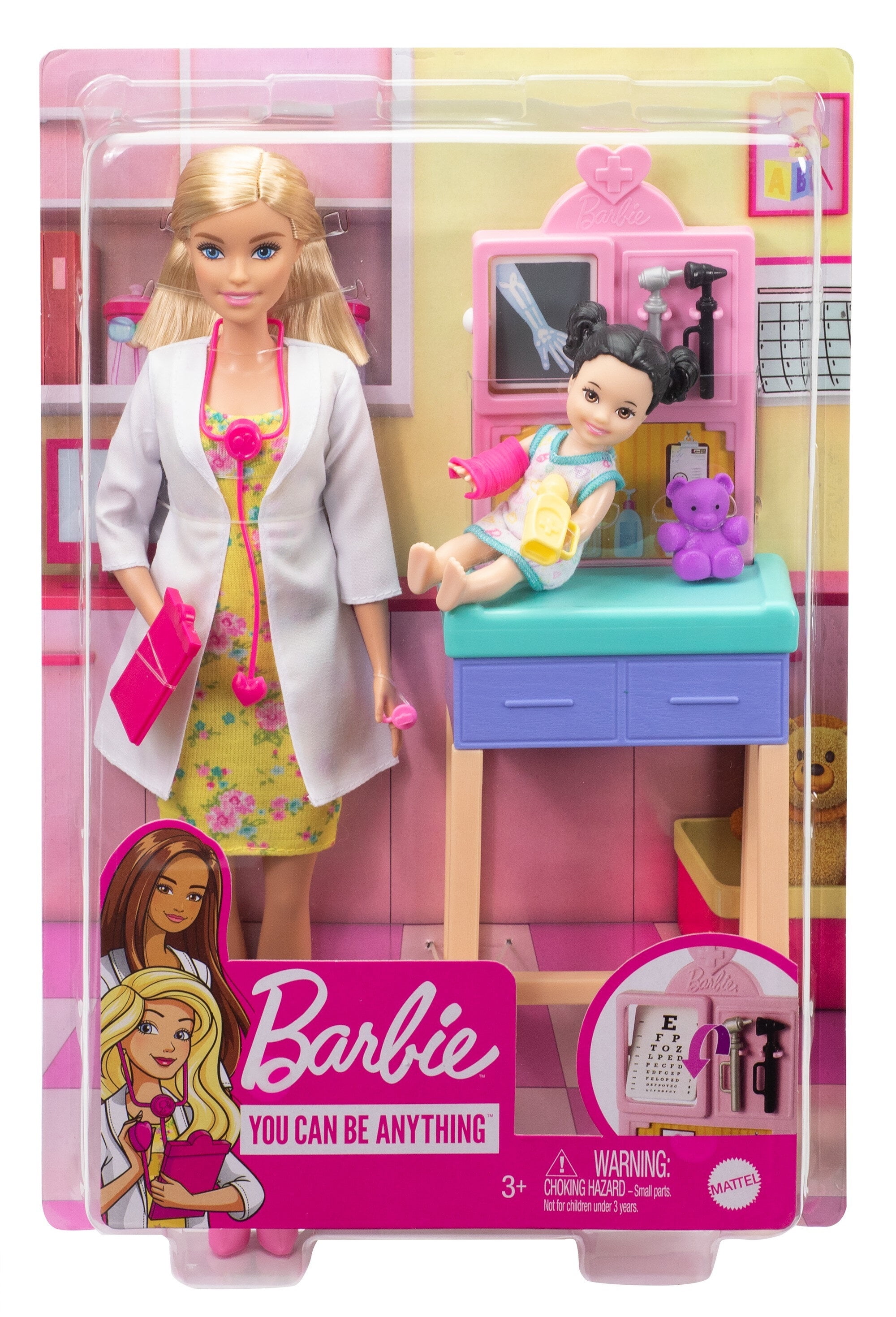barbie pediatrician doll & playset