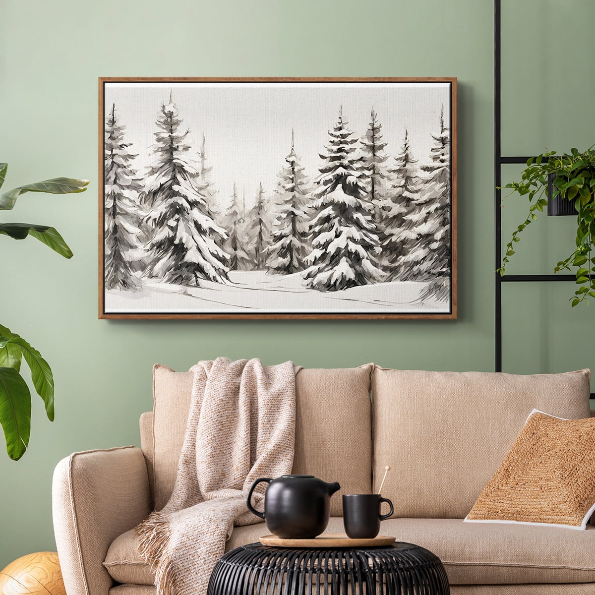 Vintage Landscape-CXCII By Wexford Home Framed in Walnut Wood Gallery Wrapped Canvas 27 in. x 41 in.