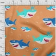 thumbnail image 3 of oneOone Velours Pêche Pâle Tissu Imprimé Requin Matière de Robe pour Enfants Tissu Imprimé Tissu au Mètre 58 Pouces de Large, 3 of 4