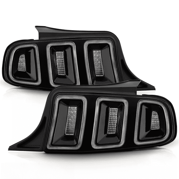 Top Gear Motors LED Tail Light Pair Left and Right for 2010–2014 Ford Mustang Black Housing Clear Lens Sequential