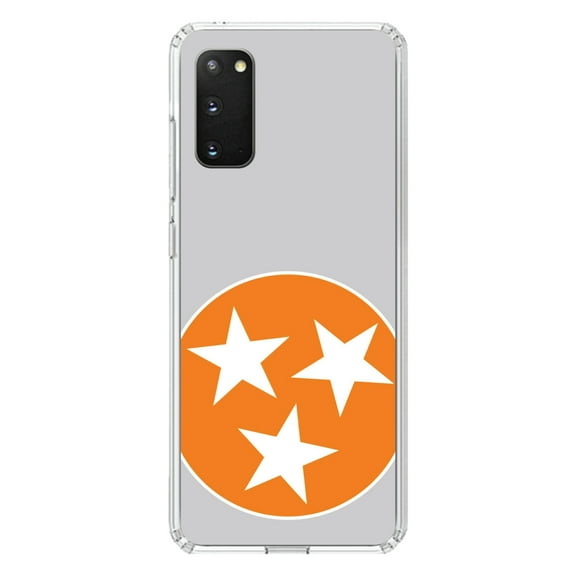 DistinctInk Clear Shockproof Hybrid Case for Galaxy S20 ULTRA / 5G (6.9" Screen) - TPU Bumper, Acrylic Back, Tempered Glass Screen Protector - Grey Orange Tennessee Flag - US State Flag