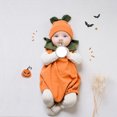 thumbnail image 2 of New Born Clothes Baby Boy Baby Girls Boys Halloween Pumpkin Romper With Hat Bodysuit Playsuit Clothes Bodysuit Pack Boy Double Zipper Preemie Girl 6 Month Undershirt Warm Orange 3-6 Months, 2 of 9