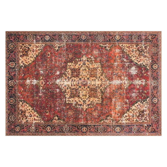 Loloi Loren Collection LQ-07 Red / Navy Oriental Area Rug 7'-6" x 9'-6"