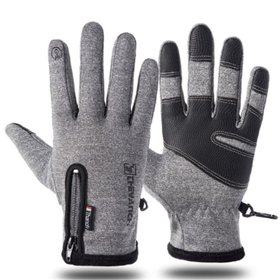 lanema Men Women Winter Warm for Touch Screen Gloves with Zipper Windproof Waterproof Cycling Thicken Plush Lined Anti-Slip Mit