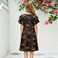 thumbnail image 5 of Grblisyd Girls Halloween Dresses Casual Ruffle Short Sleeve Midi Dress Cute Pumpkin Print Crew Neck A-Line Dress, 5 of 5