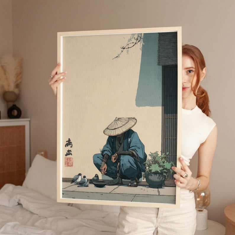 Japanese Samurai, Ukiyo-e Wall Art Print, Traditional Edo Poster, 24x36 Inches, UNFRAMED