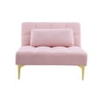 thumbnail image 5 of 35.5 Inch L Modern Teddy Convertible Single Futon Sofa Bed with 1 Pillow, Multifunctional Armless Futon Chair with Metal Legs, Comfy Sofa Chair for Living Room, Office, Studio, Apartment, Pink, 5 of 8