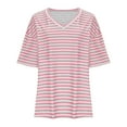 thumbnail image 3 of Uaswgudfs Women's Fashion Striped Lightweight Cotton T-Shirt | Casual Everyday Short Sleeve Top 2025, 3 of 5