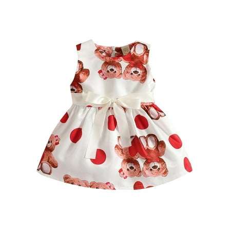 

Little Girls Princess Dress Printing Round Collar Sleeveless Skirt