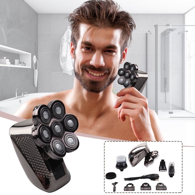 TIMIFIS Kitchen Gadgets Baking Supplies 7D Independently 7 Cutter Floating Head Waterproof Electric Multifunction USB Charge Shaver For Men