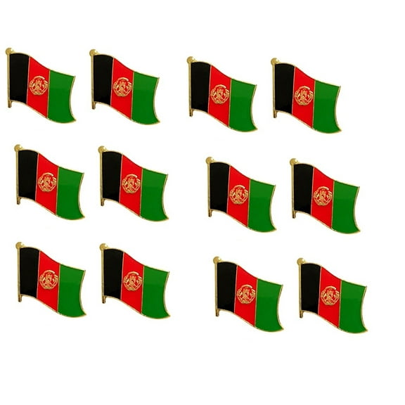 Box of 12 Afghanistan Single Flag Lapel Pins, Afghanistan Single Flag Pin Badges