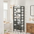 thumbnail image 3 of 5-Tier Bookshelf with Wood Shelves and Metal Frame, 62'' Tall Freestanding Bookcase for Living Room, Bedroom, Home Office, Black, 3 of 8