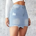 thumbnail image 4 of THDHVS Jean Skirt,Denim Skirt,Women Denim Skirt High Waist Hem Stretch Ripped Casual Mini Jean Skirts Light Blue XL, 4 of 5