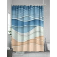 thumbnail image 5 of Fsddascl Blue Shower Curtain Set - Long 72" x 84" Bathtub Curtain with 12 Hooks, Ocean Wave Stripes Modern Abstract Beach Geometric Waterproof Fabric Stall Shower Curtains for Bathroom/Bathtub, 5 of 6