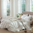 thumbnail image 4 of MooMee Striped Duvet Cover Set Queen 100% Washed Cotton Linen Like Textured Breathable 3-Piece (White& Orange Wide Stripes), 4 of 8