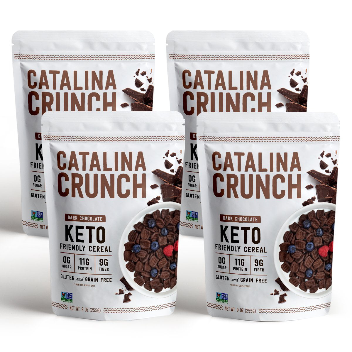 Catalina Crunch Dark Chocolate Keto Cereal (4 Pack) 9oz bags | Low Carb