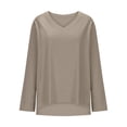 thumbnail image 6 of Craaazy Women's V Neck Long Sleeve Shirts Casual Curved Hem Tunic Tops Basic Loose Fit T Shirts Casual Tops Gifts, 6 of 6