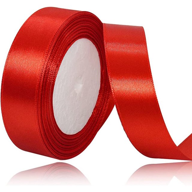 LAICAIW Solid Color Red Satin Ribbon, 3/4 Inches x 25 Yards Fabric Satin Ribbon for Gift Wrapping, Crafts, Hair Bows Making, Wreath, Wedding Party Decoration and Other Sewing Projects
