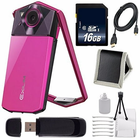 Casio Exilim EX-TR70 Selfie Digital Camera (Vivid Pink) (International Version) No Warranty + Micro HDMI Cable + SD Card USB Reader + Memory Card Wallet + 16GB SDHC Class 10 Memory Card