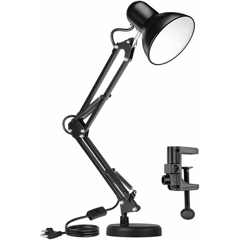 Metal Desk Lamp, Adjustable Goose Neck Swing Arm Table Lamp with