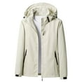 thumbnail image 2 of Homenesgenics Winter Coats for Women Plus Size 5 X Fleece Jackets Women's Outdoor Solid Color Single Layer Sprint Coat Zipper Loose Casual Hooded Coat Beige XXL, 2 of 5