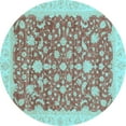 thumbnail image 1 of Ahgly Company Indoor Round Oriental Light Blue Traditional Area Rugs, 5' Round, 1 of 4