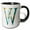 Black/White, variant on 3drose, Turquoise and Image of Gold Leafy Monogram Initial W, 11oz Two-tone Green Mug