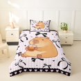 thumbnail image 2 of Erosebridal Kids Cute Capybara With Boba Tea Twin Bedding,Boys Girls Black Bow Tie Geometric Plaid Duvet Cover Set,2pcs,No Comforter,Pink Reversible, 2 of 5