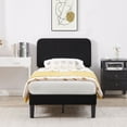 thumbnail image 2 of VECELO Twin Size Bed Frame, Modern Upholstered Platform Bed Frame with Adjustable Headboard, Wooden Slats Support/No Box Spring Needed, Black, 2 of 13