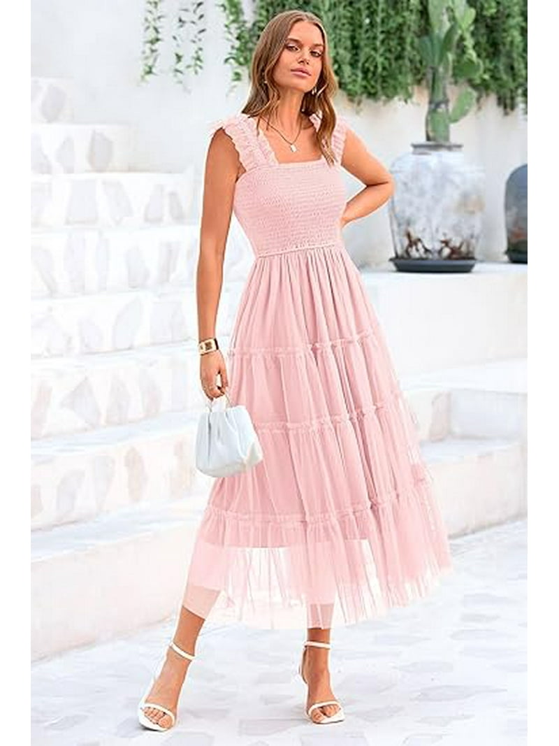 PRETTYGARDEN Women's Midi Tulle Dress Sleeveless Square Neck Ruffle - Walmart.com PRETTYGARDEN Women's Midi Tulle Dress Sleeveless Square Neck Ruffle - Walmart.com