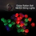 thumbnail image 2 of Globe Rattan Ball String Lights 30LED Lámpara de noche alimentada por batería Decoración colgante (colorido), 2 of 8
