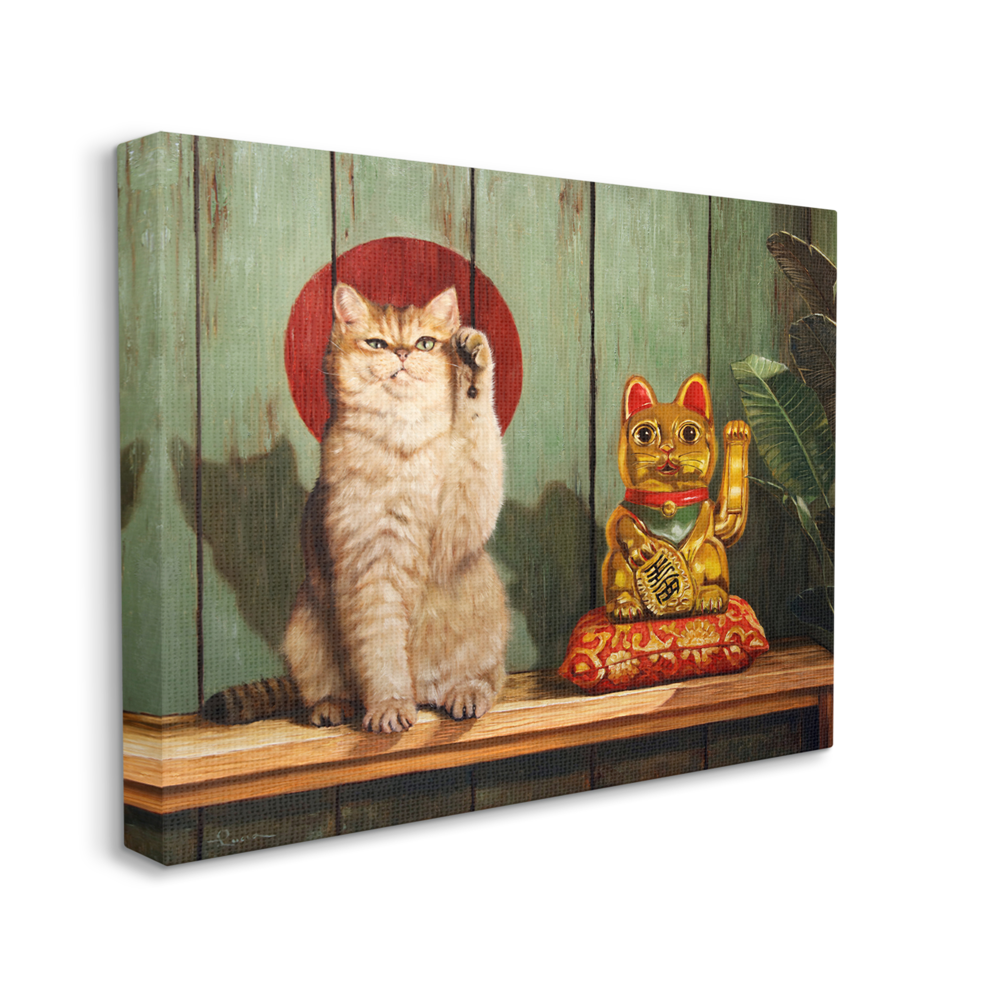 Stupell Industries Funny Lucky Cat Pose Animals & Insects Painting Gallery Wrapped Canvas Art Print Wall Art, 30 x 24