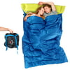 Double Sleeping Bag Camping 2 Person Camping Hiking With 2 Pillows Carrying Bag Blue