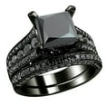 thumbnail image 4 of Flmtop 2Pcs/Set Women Square Cubic Zirconia Finger Ring Engagement Wedding Jewelry, 4 of 5