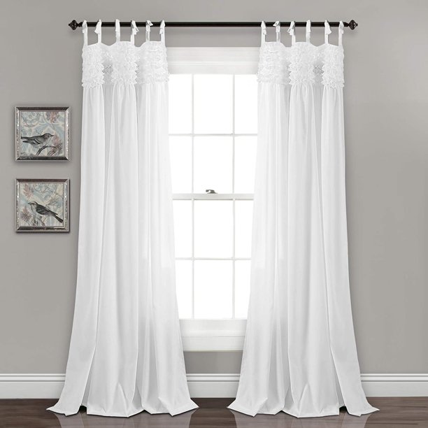 Lydia - Cortina de Ducha con Volantes, Color Marfil, Blanco, 84" x 40", 1