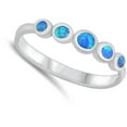 thumbnail image 4 of CHOOSE YOUR COLOR Modern Circle Ring .925 Sterling Silver Band Blue CZ Jewelry Female Size 5, 4 of 4