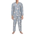 thumbnail image 3 of Salouo Lily Flower Print Button-Front Long Sleeve Pajama Set for Men, Soft 2Pjs Men's Long Sleeve Sleepwear-Large, 3 of 7