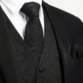thumbnail image 2 of Formal Men Suit Vest Black Floral Jacquard Tie Waistcoat Pocket Square Cufflinks Set Wedding Tuxedo, 2 of 8