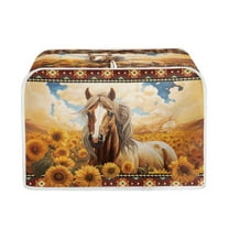 ZUXONGSY Sunflower Azetec Tribal Horse Toast Cover 2 Slice Kitchen Appliance Covers Wide Slot Quilted Two Slice Toaster Appliance Dust-Proof Cover Fingerprint Protection Home Decor