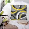 thumbnail image 3 of 26x26 Pillow Covers Set of 2, Yellow Geometric Throw Pillow Covers Decorative Couch Cushion Case, Gray Black Retro Abstract Stripes Lines Microfiber Square Pillowcases for Bedroom Car Living Room, 3 of 7