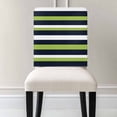 thumbnail image 3 of Green and Dark Blue Stripe Minimalist Abstract Striped Chair Covers Set of 6 Chair Back Covers Stretch Removable Washable Chairs Slipcovers Chair Protector for Dining Room Kitchen Party Decor, 3 of 5