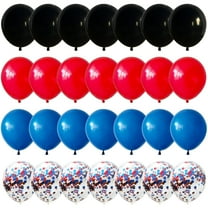 35pcs 12 Inch Royal Blue Red Confetti Latex Balloon with Black Helium Balloon Kit for Boys Man Halooween Theme Birthday Decor Graduation Party Decoration Supplies