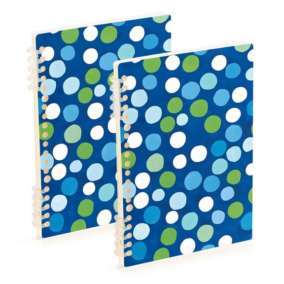 FORMRS 1-Subject Spiral Notebook 8" x 5" College Ruled 60 Refillable Sheet A5 Hard Cover, 2 Pack, Blue Dots
