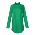 thumbnail image 4 of LISTHA Plus Size Turtlenecks for Women Long Sleeve Shirts Fashion Lightweight Top with Hem Basic Oversized Tshirts Green M, 4 of 5