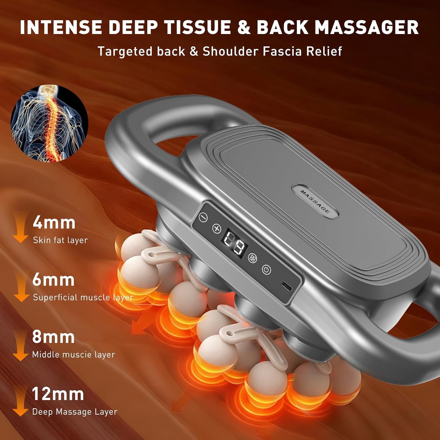 Upgrade 28 Head Massage Gun Set, Handheld Back Massager Deep Tissue Percussion for Athletes Neck Shoulder Pain Relief