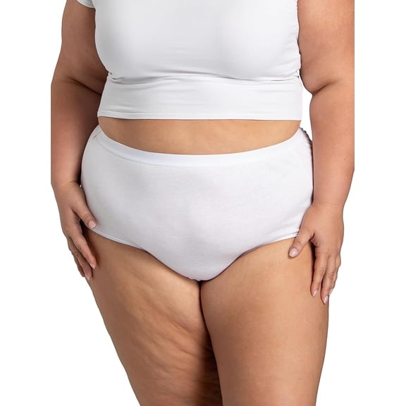 Fit for Me by Fruit of the Loom Women's Plus Size Cotton Brief Underwear, 10-Pack
