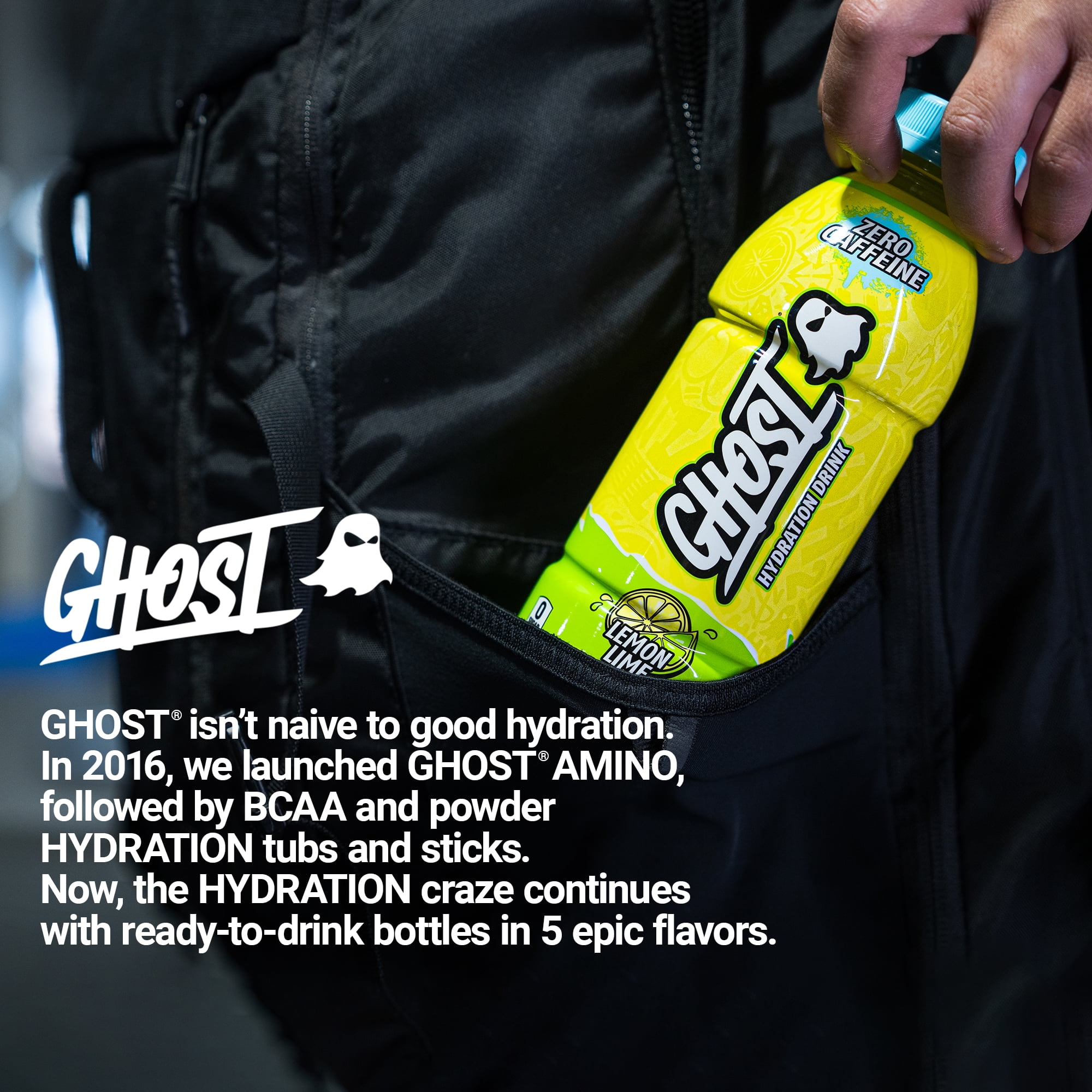 GHOST® HYDRATION Zero Sugars Sports Drink, Lemon Lime, 16.9 fl oz