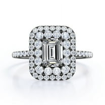 JeenMata 2.25 Carat Emerald Cut Engagement Ring - Double Halo - Cluster - 18K Black Gold Plating over Silver